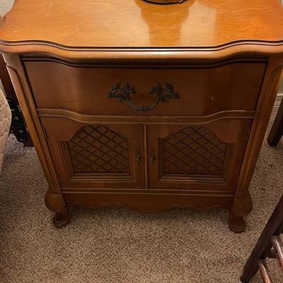 Two Gorgeous Bassett Versailles End Tables with Metal Cross Stitch Pattern