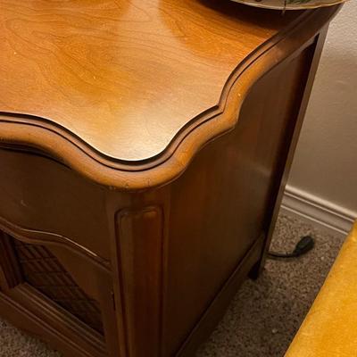 Two Gorgeous Bassett Versailles End Tables with Metal Cross Stitch Pattern