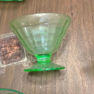 Mixed Lot of Ten Pieces of Vaseline (Uranium) Glass