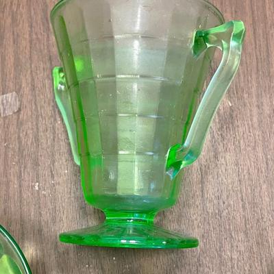 Mixed Lot of Ten Pieces of Vaseline (Uranium) Glass
