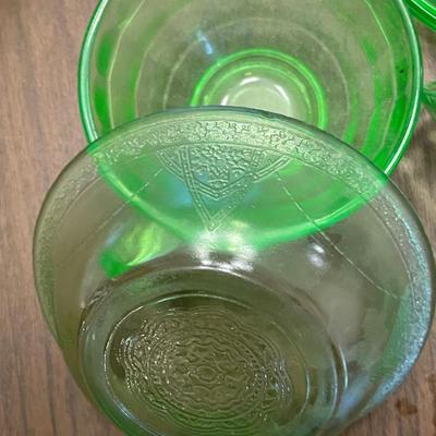Mixed Lot of Ten Pieces of Vaseline (Uranium) Glass