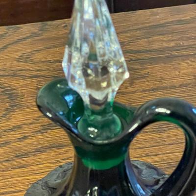 Vintage Fenton Green Cruet for L.G. Wright