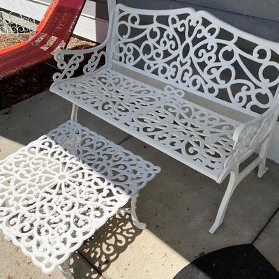 Cast Aluminum Bench and Table