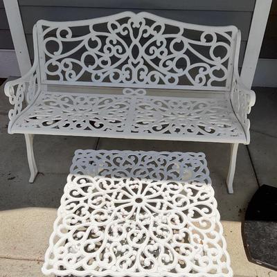 Cast Aluminum Bench and Table