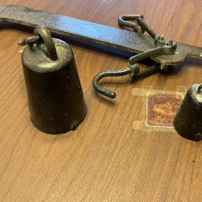 Antique Cast Iron Balance Beam Cotton Scale with Two Weights