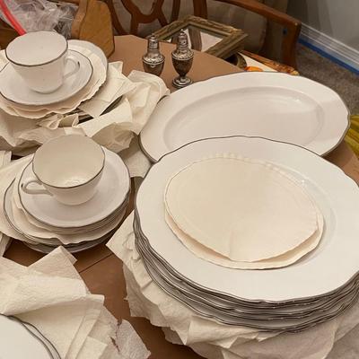 Spode "Nordic" Platinum Bone China Dinnerware Set - Service for 15 and Serving Dishes