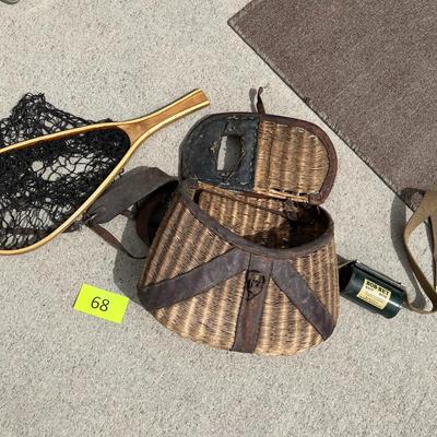 Vintage Fishing basket and net