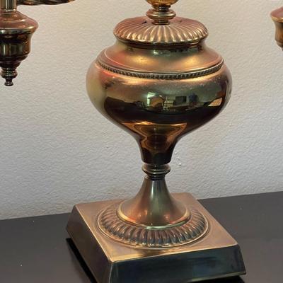 Vintage Brass Student Desk Electrified Oil Lamp