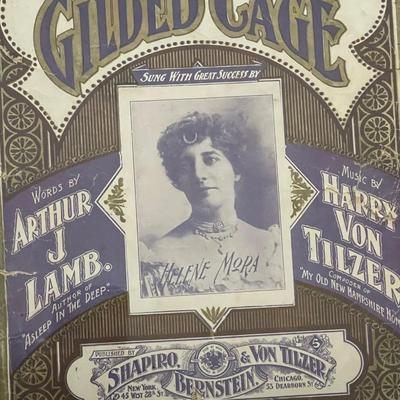 Vintage Set of Seven Framed Pieces of Sheet Music