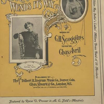 Vintage Set of Seven Framed Pieces of Sheet Music