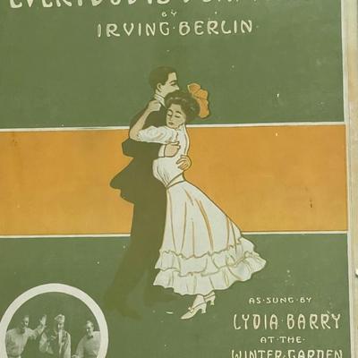 Vintage Set of Seven Framed Pieces of Sheet Music