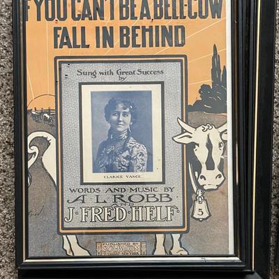 Vintage Set of Seven Framed Pieces of Sheet Music