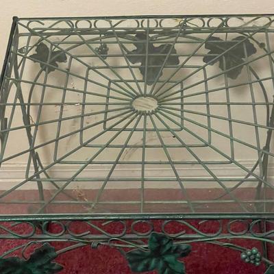 Two Vintage Metal and Glass Leaf Tables