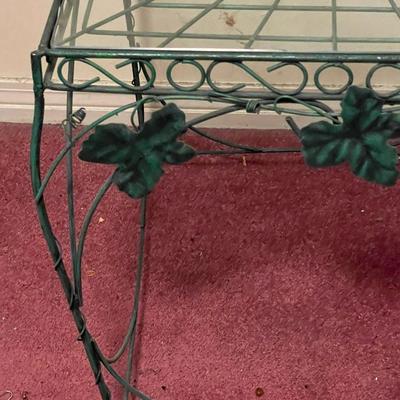 Two Vintage Metal and Glass Leaf Tables