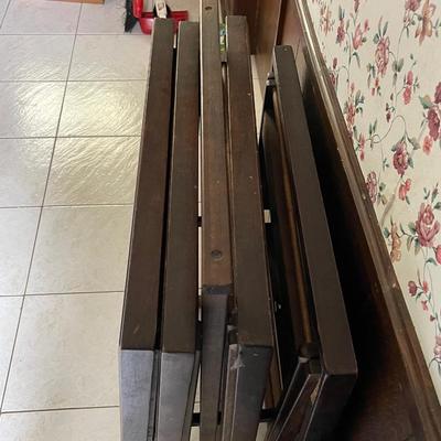 Vintage Marlite Faux Wood Melamine TV Tables with Storage Stand