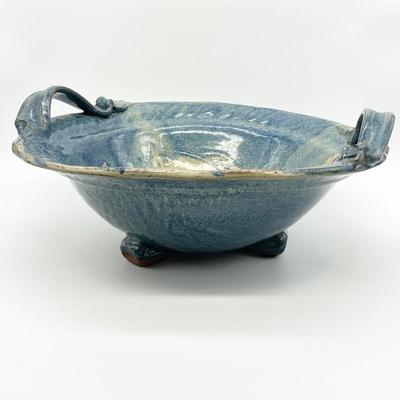 Large Glazed Footed Fish Design Pottery Bowl