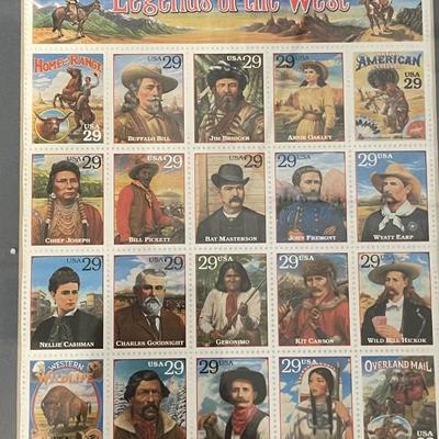 Mint Framed Legends of the West 29cent stamp sheet