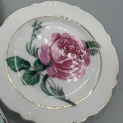 Vintage Pair of Japanese Flower Small Plates & Nancy Prentiss Fine China Rosa Mundi Plate
