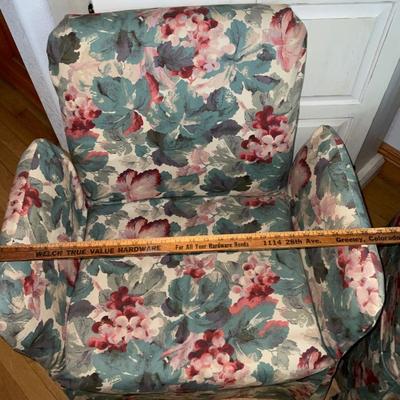 Two Small Floral Chairs On Rollers.