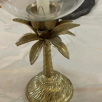 Large Brass Palm Tree Candle Holders