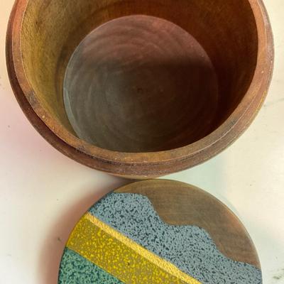 Wine bottle holder and small wood Trinket Box.
