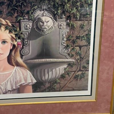 Certified Signed Patty Banister "The Fountain" Professionally Framed