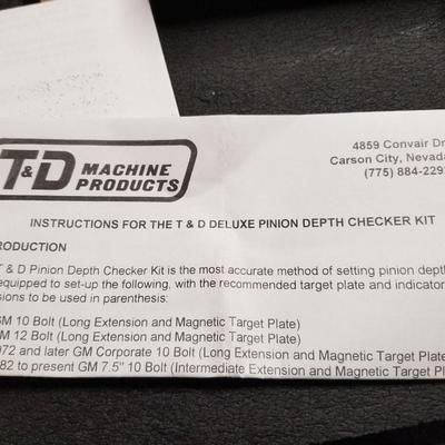 T and D Pinion Depth Checker Kit