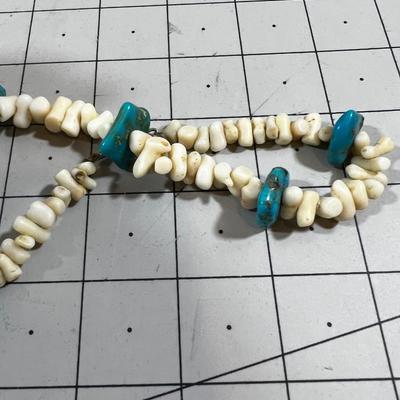 Turquoise and White Coral Necklace