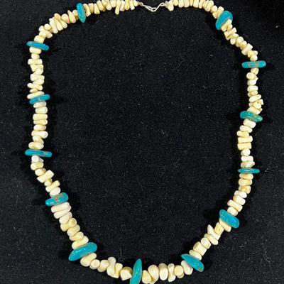 Turquoise and White Coral Necklace