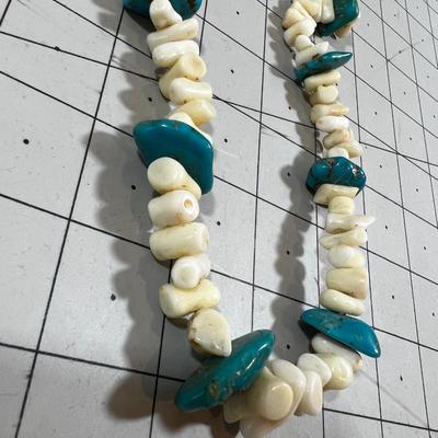 Turquoise and White Coral Necklace
