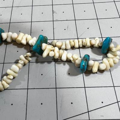 Turquoise and White Coral Necklace