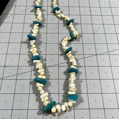 Turquoise and White Coral Necklace