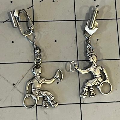 Sterling Silver Hoop Dancer Earrings, Authentic.