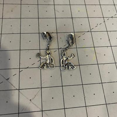 Sterling Silver Hoop Dancer Earrings, Authentic.