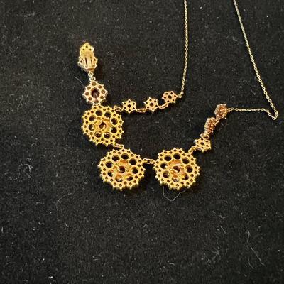 Lovely Garnett & Sterling with Clip on Earing Set 