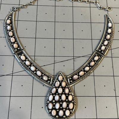 Sterling Necklace Pink / White Stones 