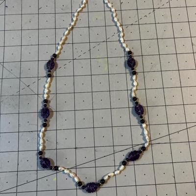 Fresh Water Pearl and Amethyst Necklace 