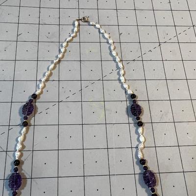 Fresh Water Pearl and Amethyst Necklace 