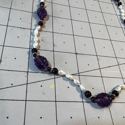 Fresh Water Pearl and Amethyst Necklace 