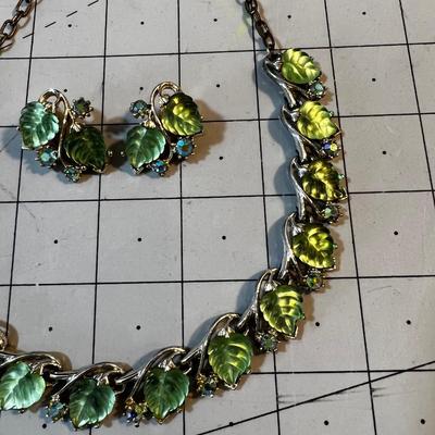 Light-Lime Green Bejeweled Chocker Vintage Costume 