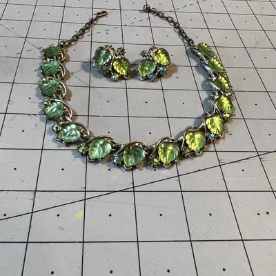 Light-Lime Green Bejeweled Chocker Vintage Costume 