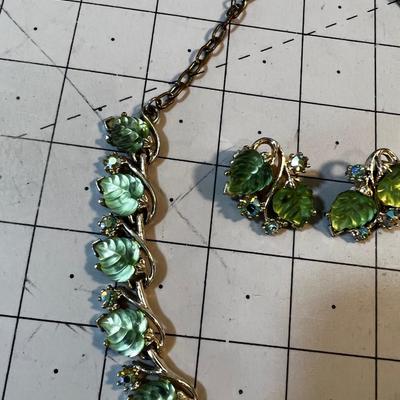 Light-Lime Green Bejeweled Chocker Vintage Costume 