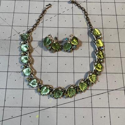 Light-Lime Green Bejeweled Chocker Vintage Costume 