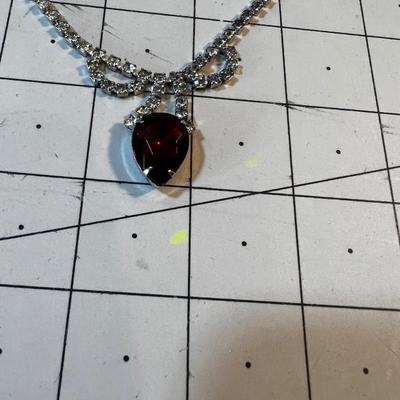 Rhinestone Necklace with Clip-Earrings, Marquee Cut. PRETTY! 