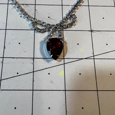 Rhinestone Necklace with Clip-Earrings, Marquee Cut. PRETTY! 