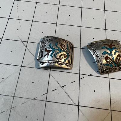 Old Pawn & Turquoise Corn Pattern Watch Band 