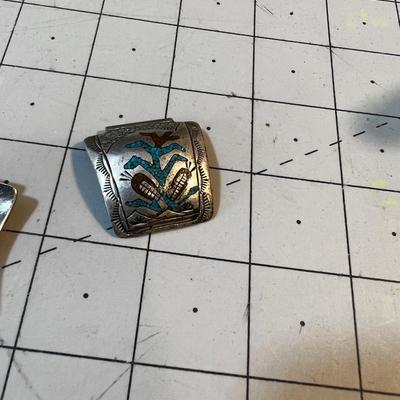 Old Pawn & Turquoise Corn Pattern Watch Band 