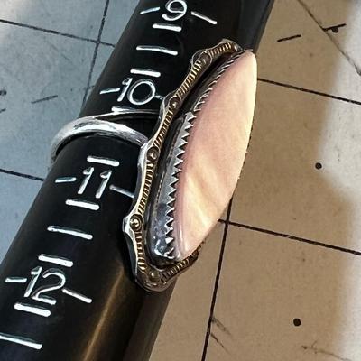 Pinky White Mother of Pearl or Along those Lines, Ring