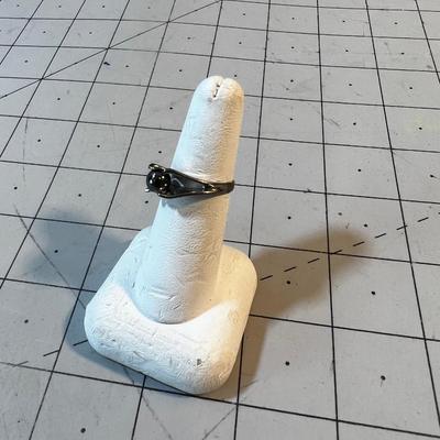 Marked Sterling and Black Pearl Ring