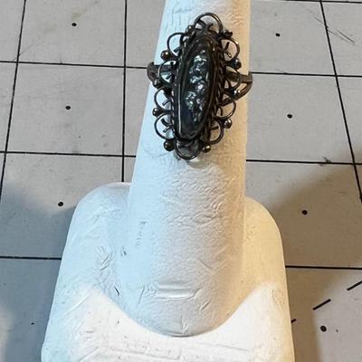 Silver Filagree and Mother of Pearl Mothers Ring